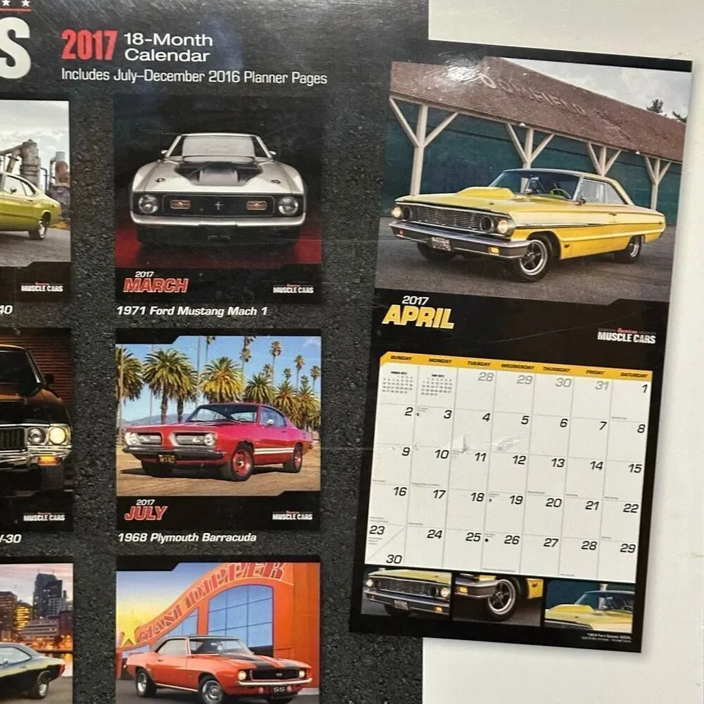 American Muscle Cars Year 2017 Wall Callendar 12” x 12”